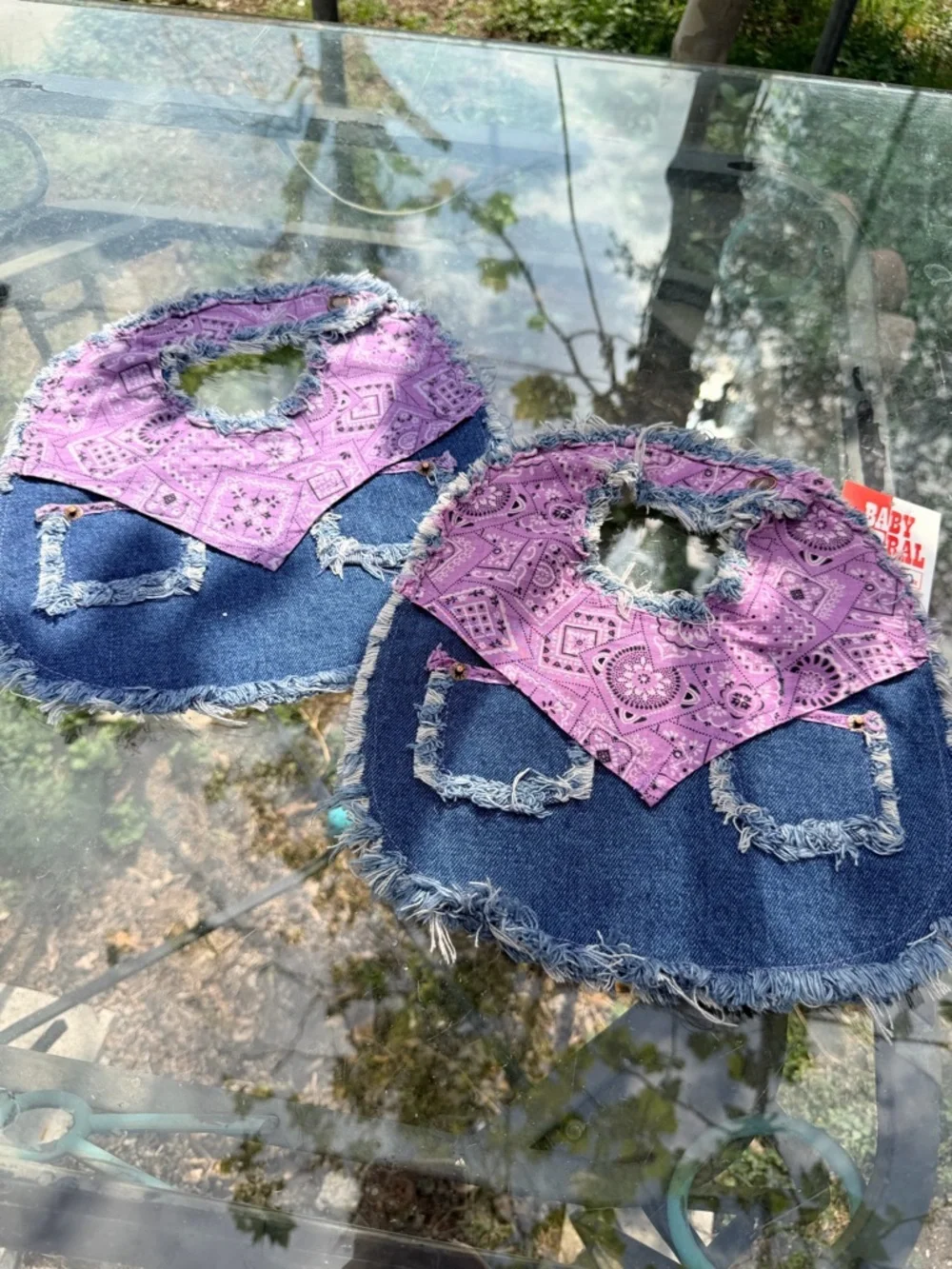 Western Baby Cowgirl Denim Bandana Bib Set‎ / Rodeo Outfit Photo Prop”